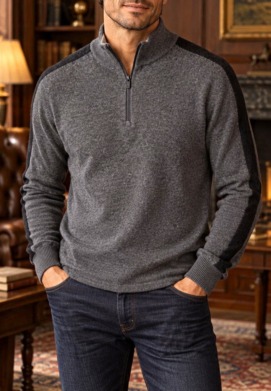 Vineyard Vines Mens Merino Wool Zip Pullover Sweater Size M Blue Nautical